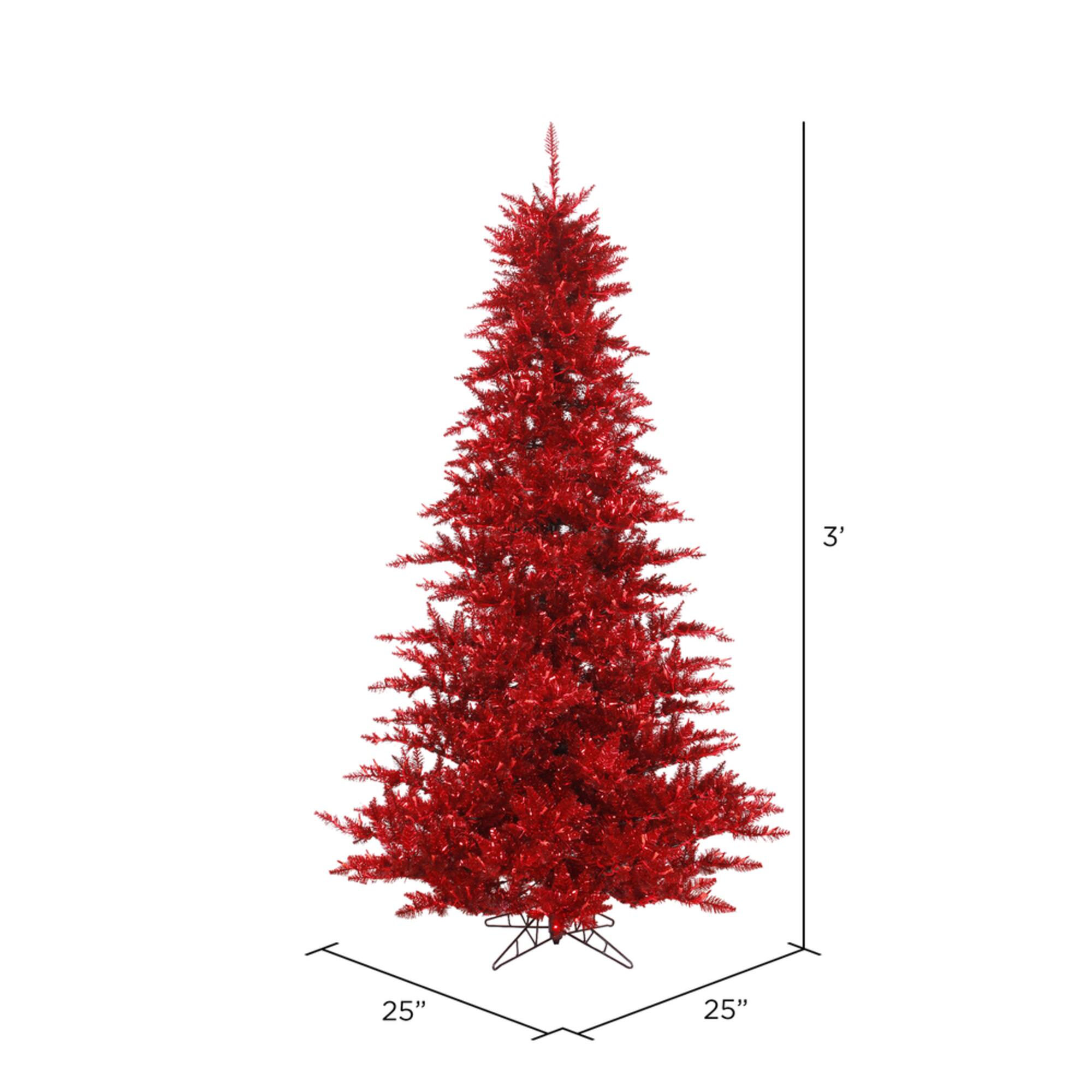 3ft. Unlit Red Tinsel Fir Artificial Christmas Tree